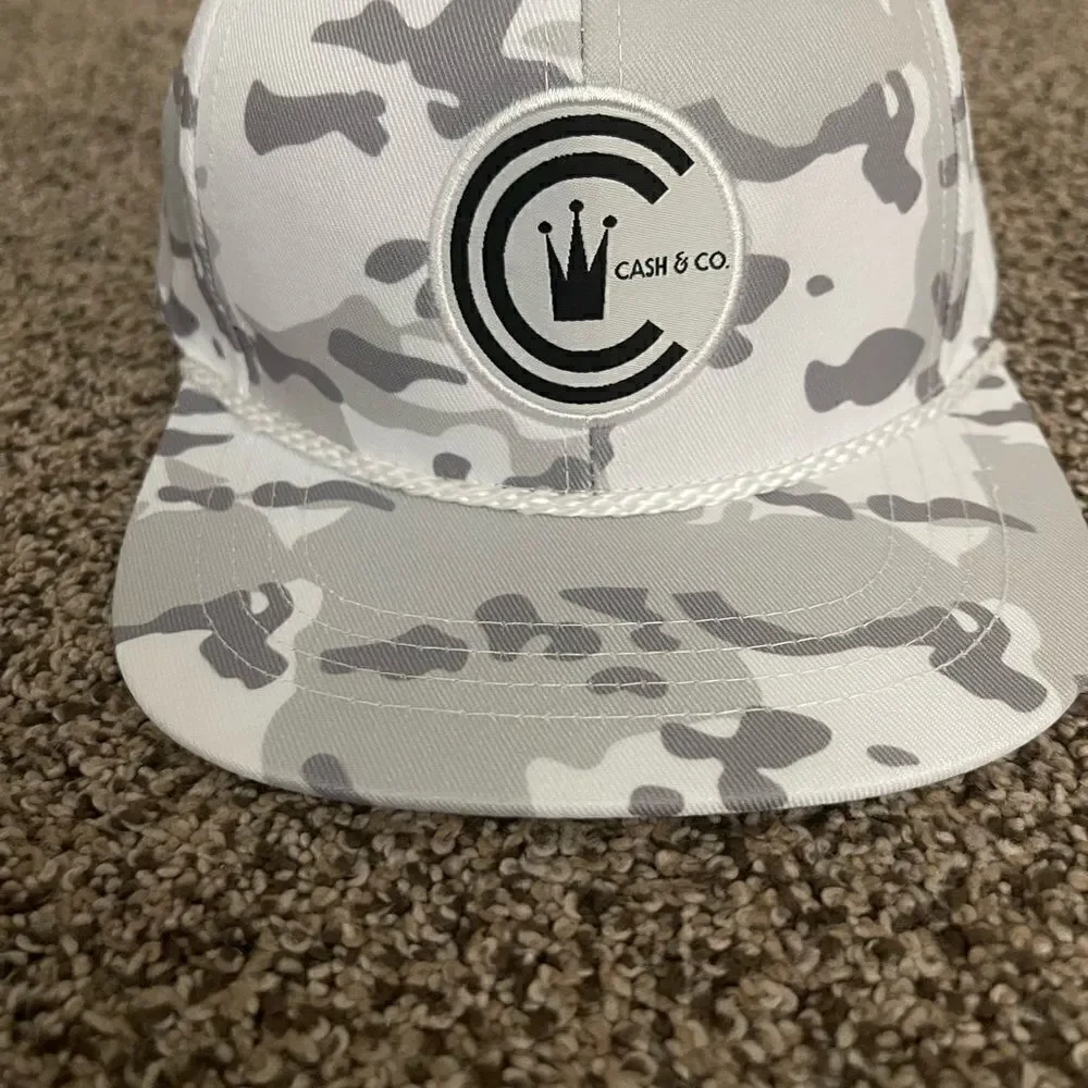 Cash & Co baby white camo, baby ball cap. Never worn. Excellent condition
